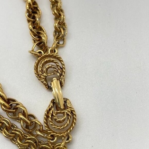 Vintage Pink Crystal Pendant Necklace With Gold Tone Double Rope Chain 30" - Picture 11 of 16